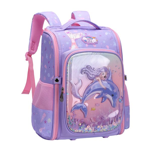 SBP-9382-S-PI, High Quality 3D Dolphin Small Pre-school Backpack