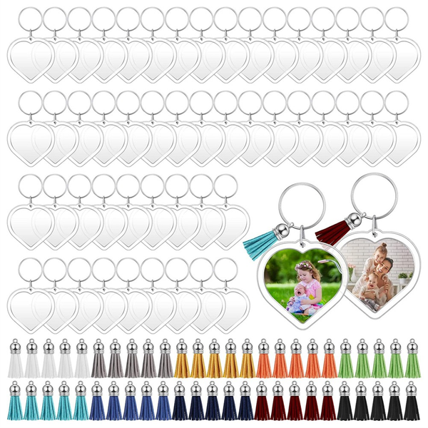 50 Sets Acrylic Photo Frame Keychain with Tassels