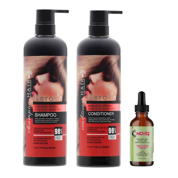 Keratin Shampoo &amp; Conditioner Set + Noviq Hair/ Scalp Oil