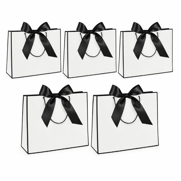 Mini Gift Bag Set with Black Ribbon Handles - 5 Piece
