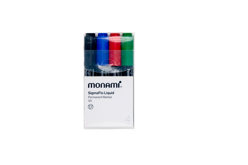 MONAMI SigmaFlo Water based Marker 121 Chisel Assorted 4's