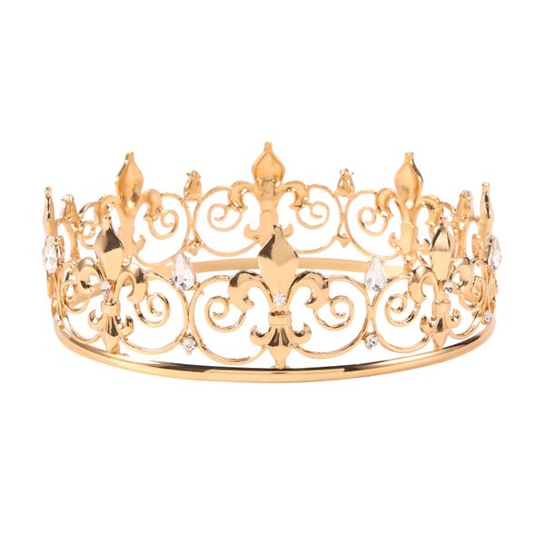 Royal King Crown for Men - Metal Prince Crowns and Tiaras (Gold)