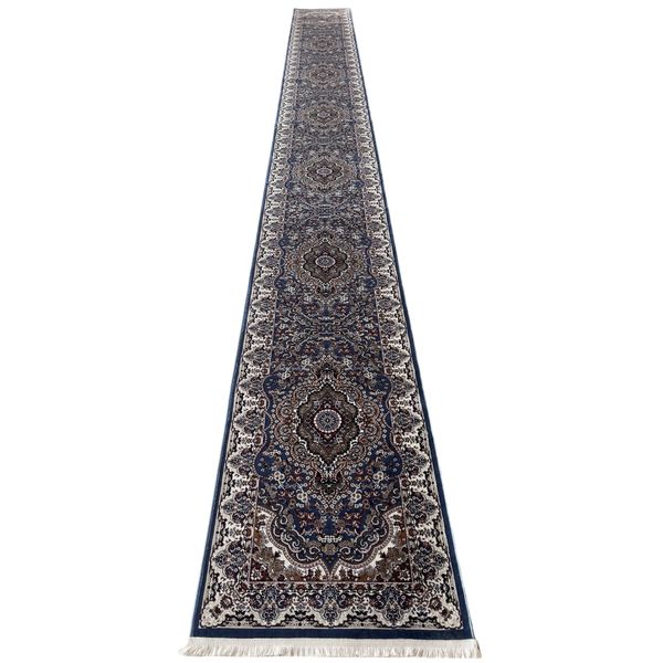 Stunning Blue Kashan Long Hallway Runner Rug - 800 x 80 cm