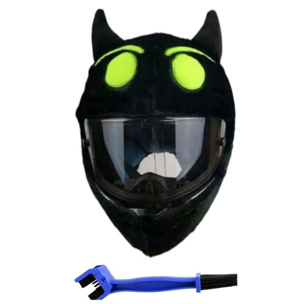Green Eyed Demon Helmet Cover (Includes chain brush)
