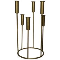 Gold Steel 6 Arm Candle Holder