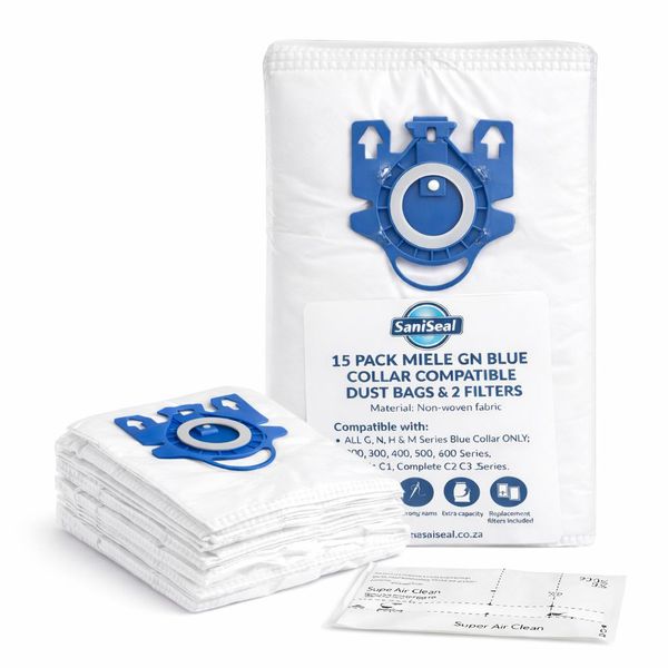 15 Pack - Miele GN Compatible Vacuum Bags + 2 Filters (C1-C3, S2, S5, S8)