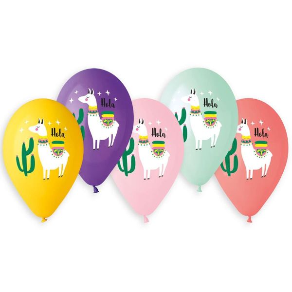 Lama Print Latex Balloons - Pack of 25 - Assorted Colours