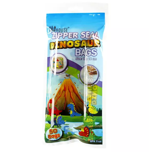Hillhouse - 50 Piece Dinosaur Zipper Seal Bags (16x14cm) x 2