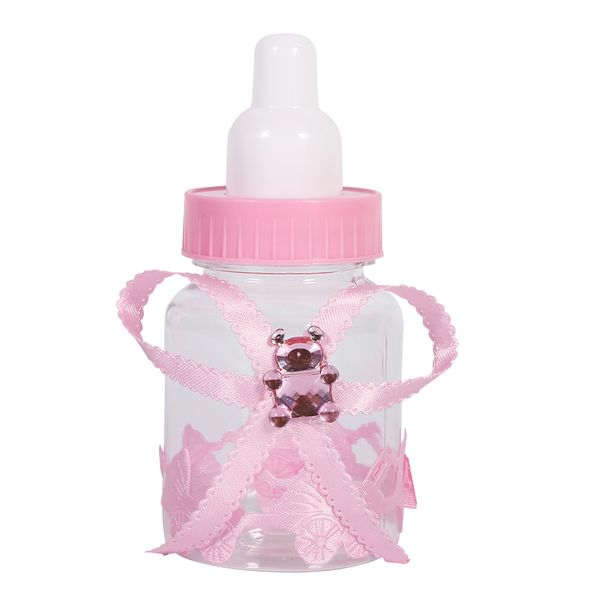 50Pcs Baby Shower Candy Bottles Pink Plastic 4x9cm Party Favors Gifts