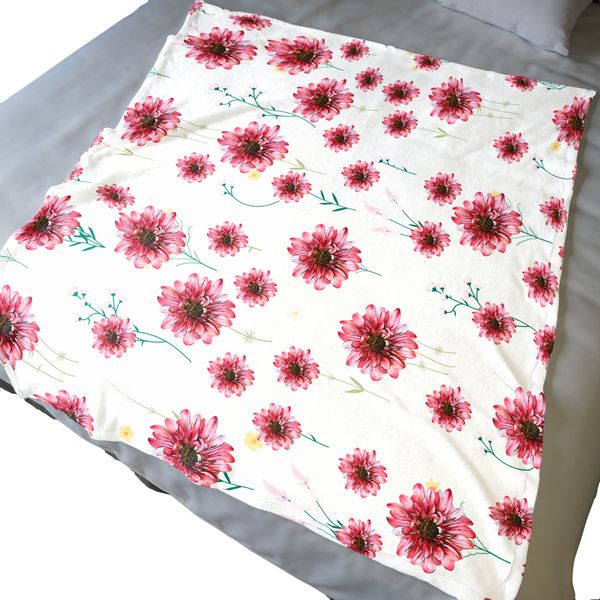 Red Floral Light Weight Fleece Blanket