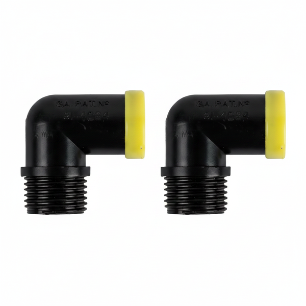 Full Flow 20mm Male Combination Elbow Fitting - 3/4 Inch Threaded - 2 Pack