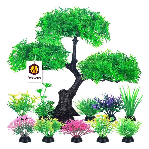 Dezvous 11PCS Artificial Aquarium Plants Fish Tank Accessories