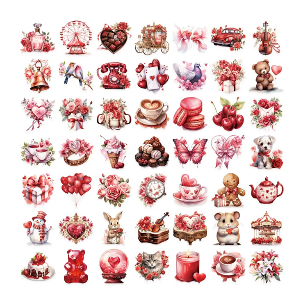 Beautiful Red Love Journaling Stickers