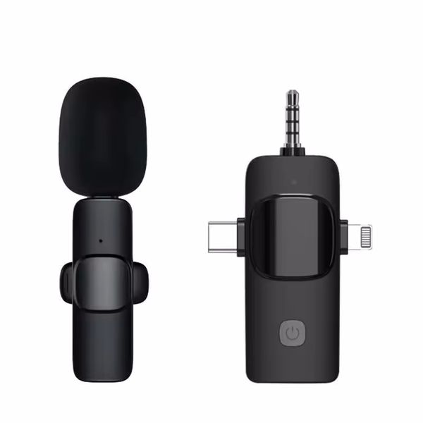 IPSTYLE Wireless Lavalier Microphone 3in1 Compatible with iPhone Huawei