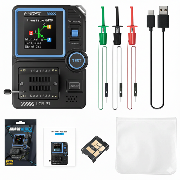 FNIRSI LCR-P1 Overvoltage Protected Component Tester &amp; LCR Meter with Pouch