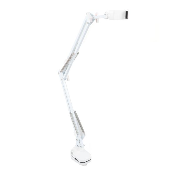 Gooseneck Phone Clamp Stand White Long Arm