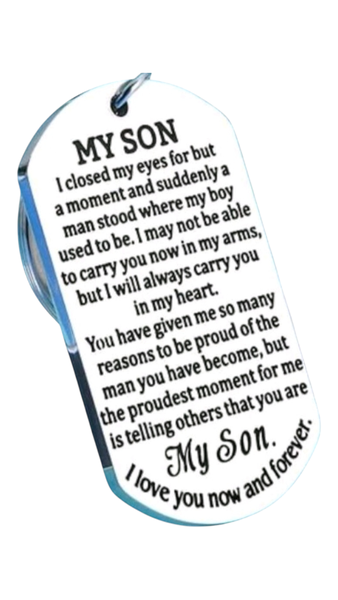 To My Son Inspirational Gift Keychain.