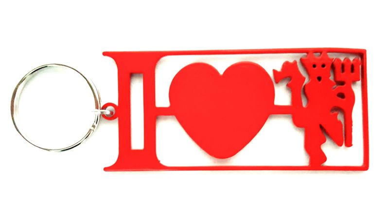 I Love Manchester United Key Ring - Red