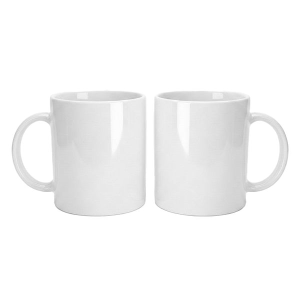 2-Piece White Ceramic Coffee Mugs - Dishwasher &amp; Microwave Safe