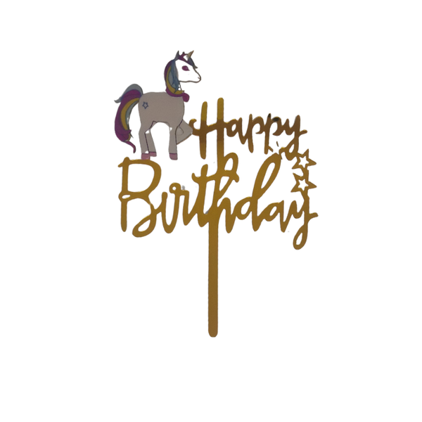 Unicorn Happy Birthday Cake Topper