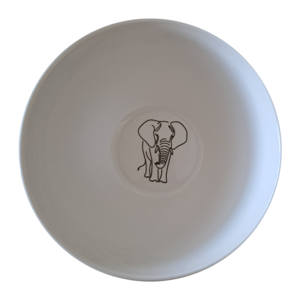African Big Five White Porcelain Bowl set of 4 - Elephant