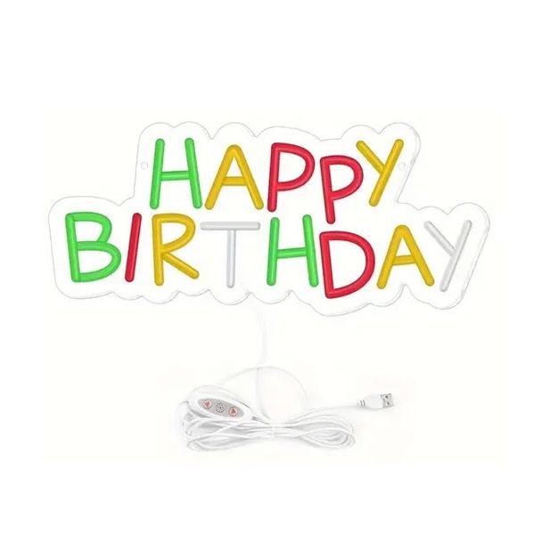 Happy Birthday Neon LED sign wall decoration light colourful USB powered