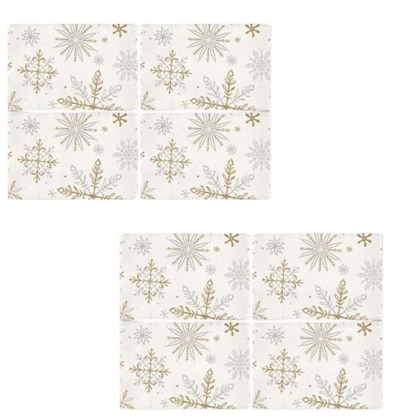 Satin Christmas d Placemat set, Snowflake Decorations White