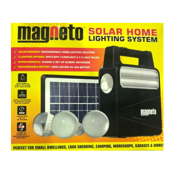 Magneto Solar Home Lighting System Solar Powered With Rechargeable Battery