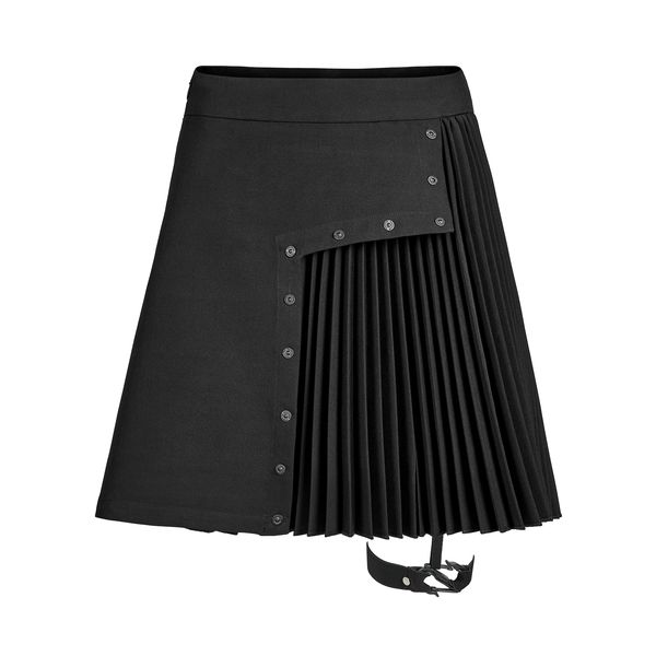 Punk Rave Dark Punk Pleated Asymmetric Skirt