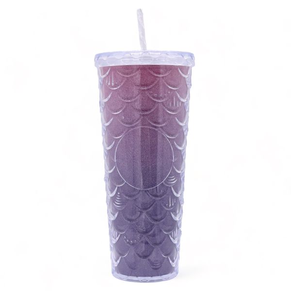 Mermaid Glitter Purple Tumbler Sip Cup with Straw - 700ml