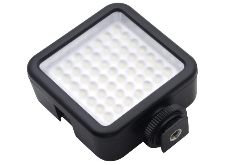 Pocket LED Video Light with 3 Cold Shoe Mounts 49 LED Bulbs Vlog Photo