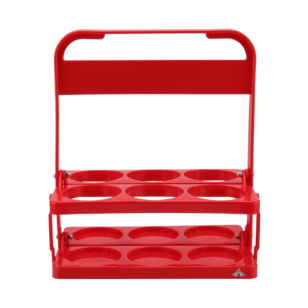 Beer Rack Foldable Beverage Storage Rack Picnic Beer Handle Basket - Red