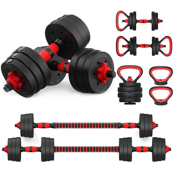 20kg Indoor Gym Weightlifting Adjustable Barbell &amp; Dumbbells Weight Set