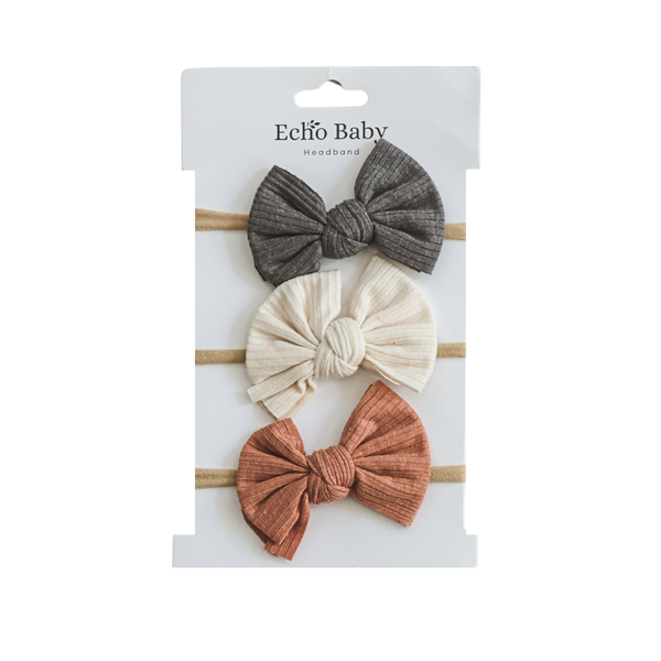 Echo Baby Bow Headbands Set of 3 - Pebble,Amber,Stone
