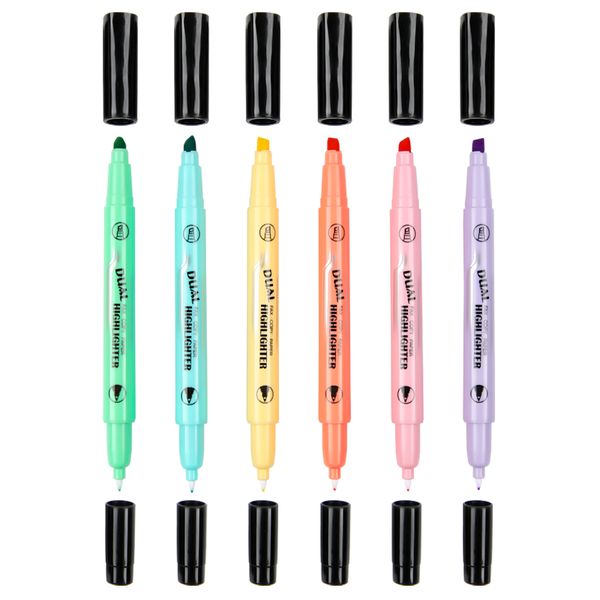 2-in-1 Pastel Dual-Tip Highlighter Marker-Fine &amp; Chisel Tip