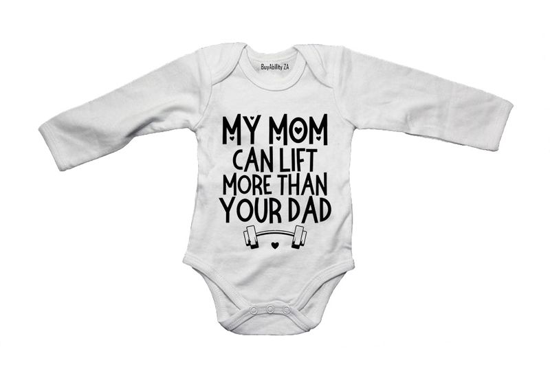 My Mom Can Lift - Long Sleeve - Baby Grow