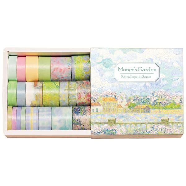 La Laila Washi Tape Box Set - Monet's Garden Blue Green Florals 20 Rolls