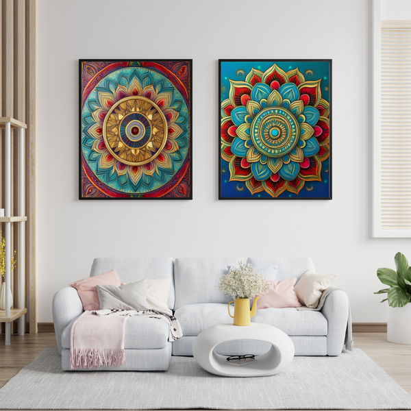 Rootedart Canvas Home Decor Wall Art - Mandala 2 Split