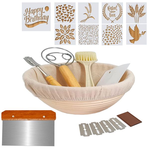 Cart In Mart Bread Proofing Basket Sourdough Baking Supplies Kit - 21Piece