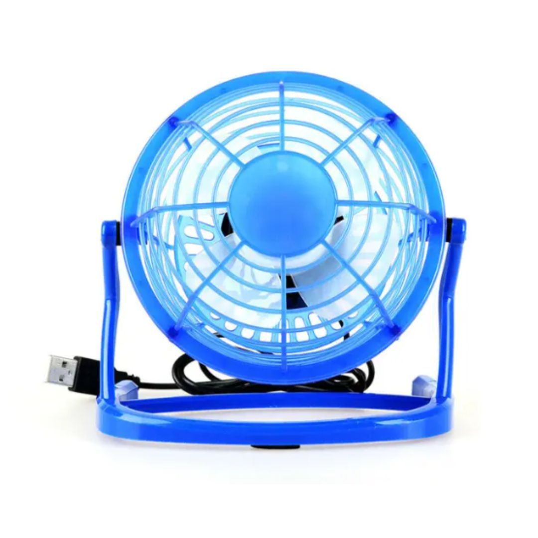 Small Desk Fan, 4 Inch USB Fan Powered by USB, 360 Rotation (Color blue