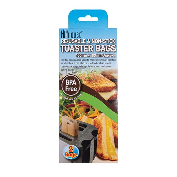 Toaster Bags - Reusable - Non-Stick - 160mm x 180mm - 2Piece - 5 Pack