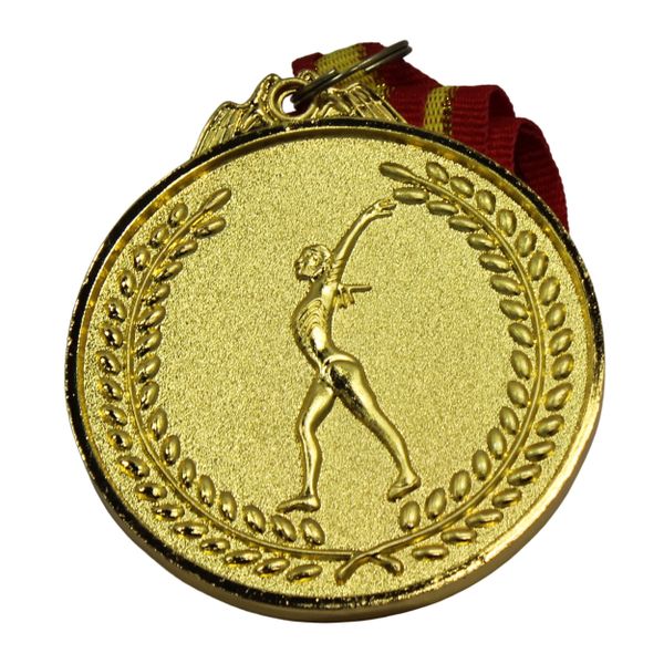 Medal - Gymnastics Alloy Metal Medal with Ribbon - 60mm Diameter - Gold