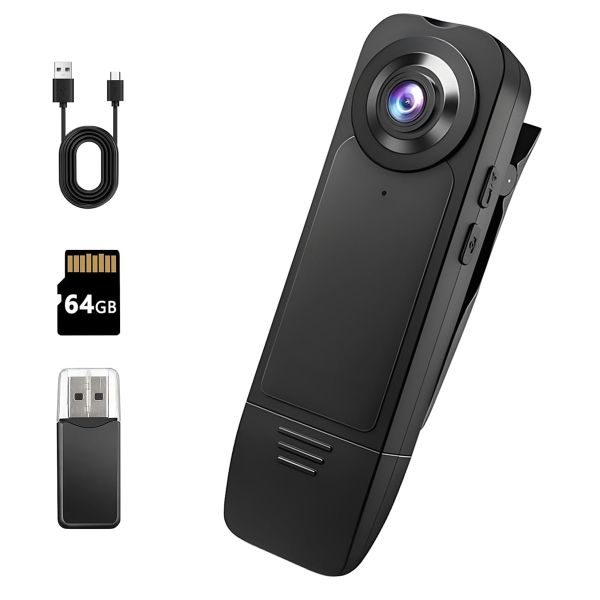 HD 1080P Mini Body Camera with 64GB Memory Card