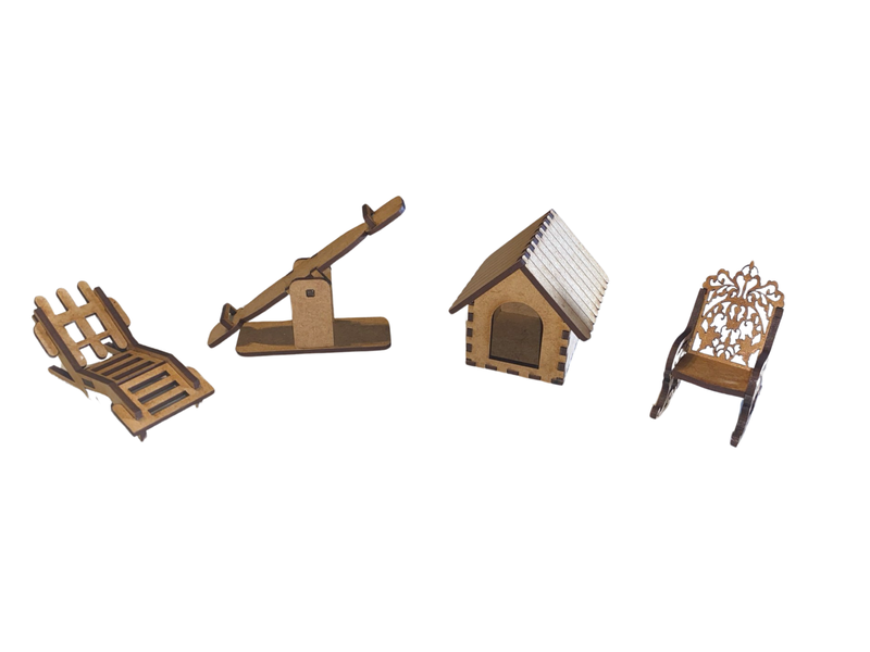 Wooden Doll House Furniture - Backyard Extra's Set