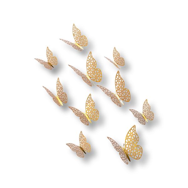 3D Metallic Butterfly stickers for wall art , event and cake decorations