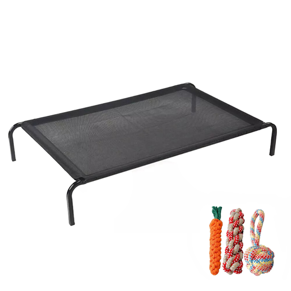 122x71x21cm Outdoor Cooling Elevated Dog Bed (Bear 200kg) with 3 Chew Toy