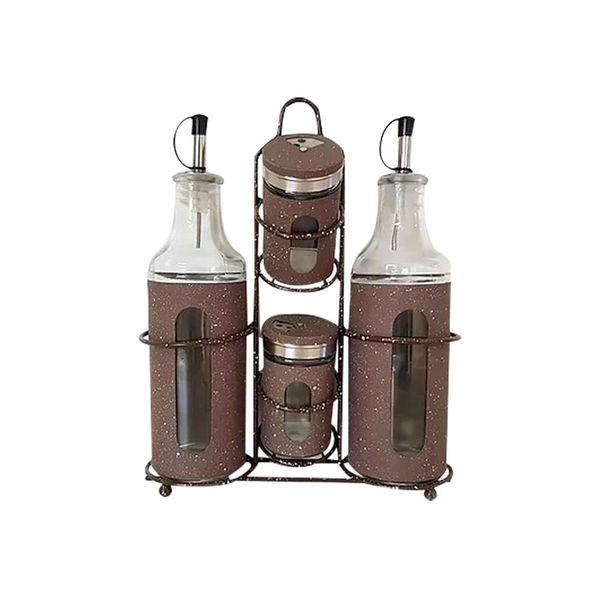 4 Piece Oil And Vinegar, Salt &amp; Pepper Set -CH650 MAROON
