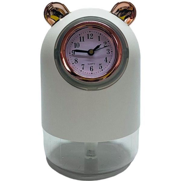 Portable USB Mini Clock Humidifier with Adjustable Fog Mode - 300ml