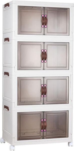 Four-Layer Foldable Wardrobe Storage Organizer with Wheels