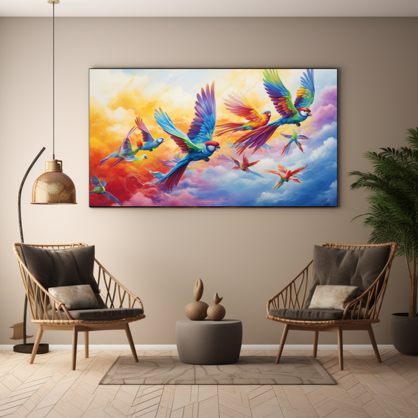 Canvas Wall Art - Rainbow Feathers - BK0132